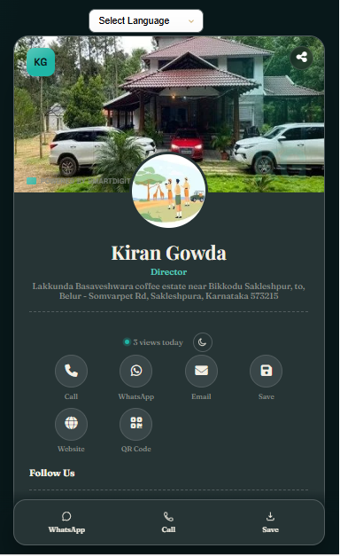 Kiran Gowda’s digital visiting card
